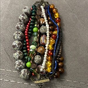 bohemian-style multi-strand charm bracelet
